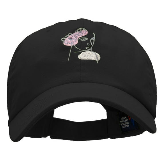 Floral Abstract Woman Embroidered Cotton Twill Cap - Black OSFM