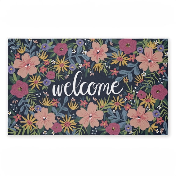 Floral Abundance Entry Printed Outdoor Door Mat, design by Amanda McGee, 18"x30"