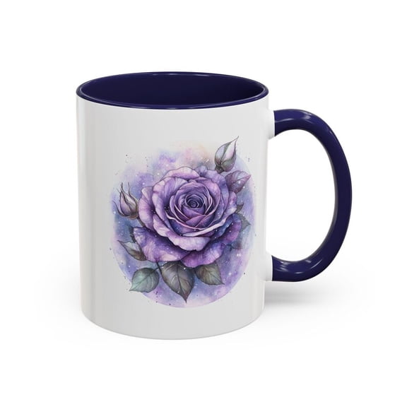 Floral Accenoffee Mug Purple Rose Design Perfect for Flower Lovers, Gift for Her, Birthday Present, Home DE1cor, Romantic