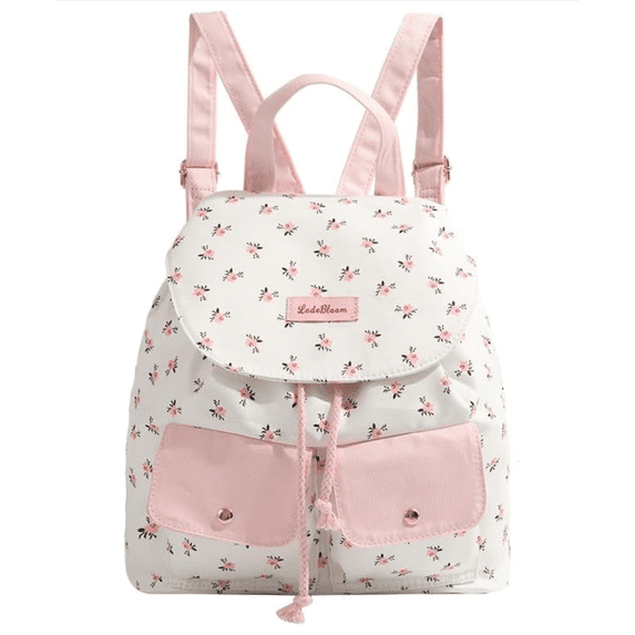 Floral Aesthetic Backpack, Coquette Mini Backpack , Lightweight Cute Cottagecore Travel Bag, Kawaii Day Backpacks, Purse Backpack Kawaii Bag for Women Work Travel Shopping Use, Pink