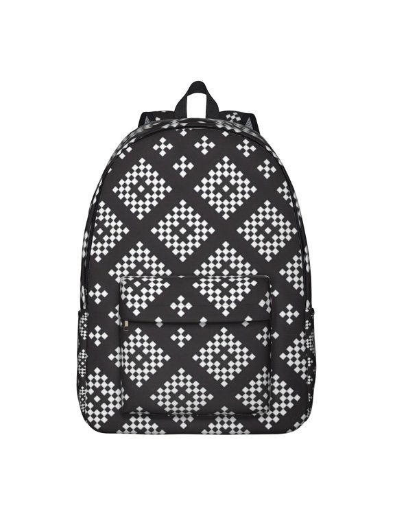 Floral Aesthetic Boho Backpack – Stripes and Symmetrical Patterns Daypack for Women, Ideal for Campus or Daily Use