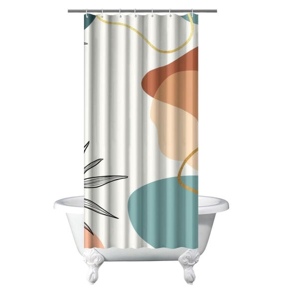Floral Aesthetic Shower Curtain, Earthy Bohemian Style Boho Chic Bath Curtain