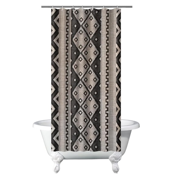 Floral Aesthetic Shower Curtain, Earthy Bohemian Style Boho Chic Bath Curtain