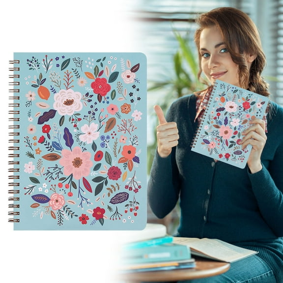 Floral Aesthetic Spiral Notebook Cute Lined Journal Notebook with Pocket for School & Work 8x6 Inch College Ruled Notebook for Notes & Planning(I)