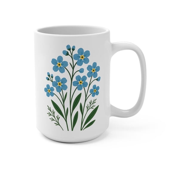 Floral Alaska Mug: Forget-Me-Not Flower Coffee Cup, Nature Lover Gift