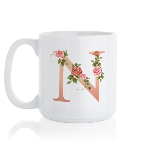 Floral Alphabet-Non Pers Large Mug 20oz