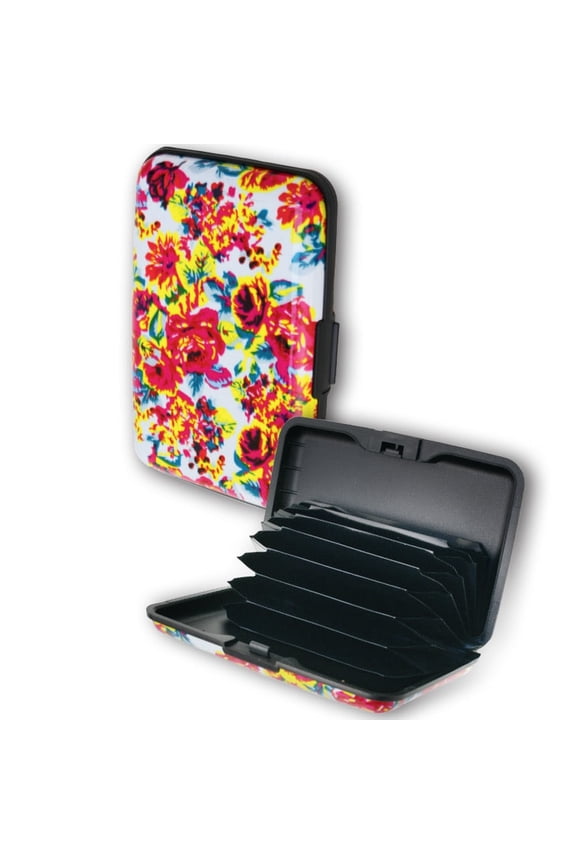 Aluminum Card Holder Hard Shell Floral