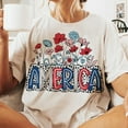 thumbnail image 1 of Floral America Brushstroke T-Shirt – Girly Retro USA Flag Tee for 4th of July Celebrations, 1 of 5