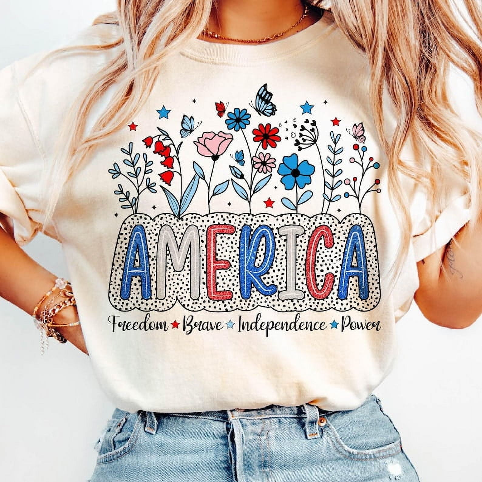 Simply Love 4TH OF JULY USA AMERICA Graphic Cotton Tee