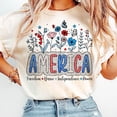 thumbnail image 1 of Floral America Tshirt , Floral Brushstroke USA, Retro America , 4th Of July, 1 of 2