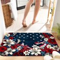 thumbnail image 1 of Floral American Flag 16x24 Flannel Bath Mat for Bathroom, Anti-Slip Backing Soft Bathroom Rug, Washable Water Absorbent Mat, 1 of 7