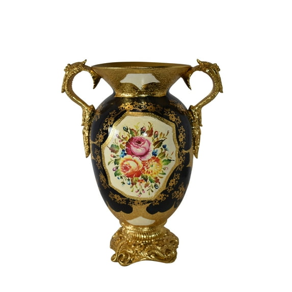 Floral Amphora Designed Decoration Resin Vase Size: 14" x 10" x 18"H