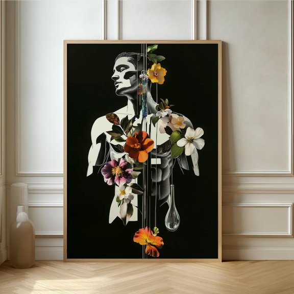 Floral Anatomy Art Print Modern Botanical Human Fusion