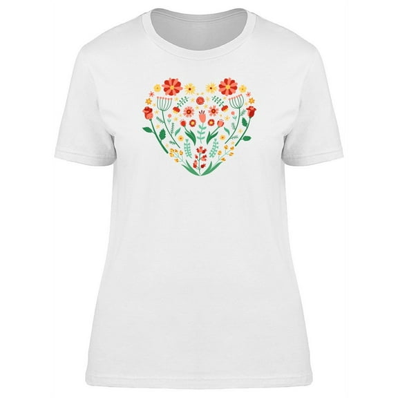 Floral And Plant Heart T-Shirt Women -Image by Shutterstock, Female XX-Large