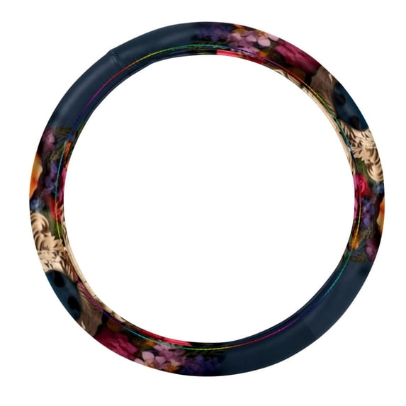 Floral Animal 14.5 Inch Printing PVC Leather Steering Wheel Cover Car Wheel Covers Auto Accessories
