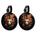 thumbnail image 1 of Floral Animal 2pcs PU Leather Round Bag Tags with Privacy Cover and Name ID Tag - Suitcase Tags for Travel Luggage, Handbags, Backpacks, School Bags, 1 of 6