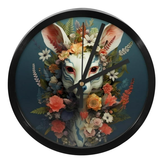 Floral Animal 9.8 Inch Silent Non-Ticking Round Digital Wall Clock, Battery Operated, Easy-to-Read Clock for Bedroom Living Room Kitchen Bathroom Decoration