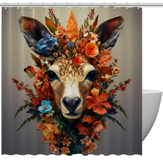 Floral Animal Bathroom Curtains Shower Curtain Sets - Waterproof, with Hook, Printed, Bathroom Decoration - Curtain Set