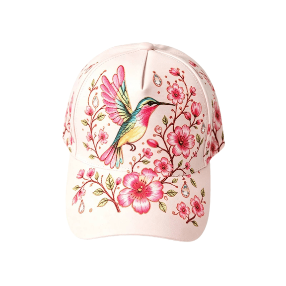 Floral Animal Printed Baseball Cap ZDNIXIAN ,Bee Butterfly Hummingbird Robin Curved Brim Casual Sun Hat, Adjustable Unisex Outdoor Visor Hat