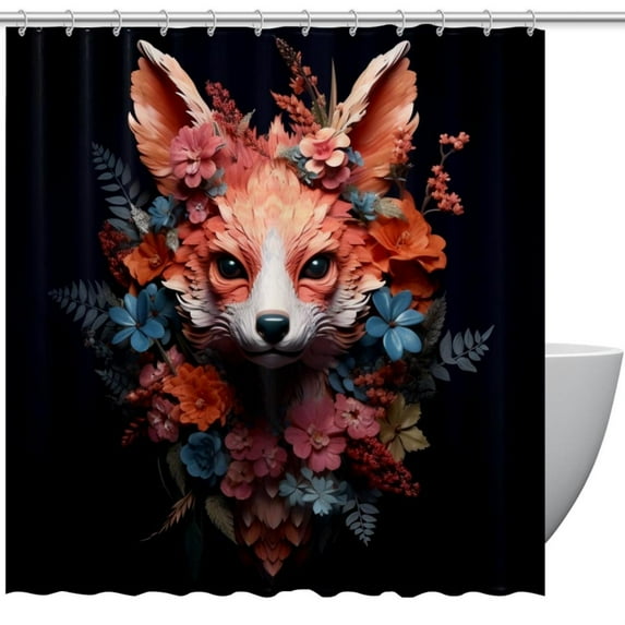 Floral Animal Waterproof Printed Bathroom Decoration Shower Curtain Set with Hooks for Bathroom Décor - Shower Curtain Sets for Bathroom Decorations