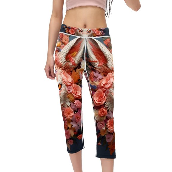 Floral Animal Women High Waist Capris Compression Leggings, Non-See-Through Printed Gym Pants, Yoga Pants for Running Fitness Yoga