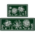 thumbnail image 1 of Floral Anti-Fatigue Kitchen Rugs Set of 2 Non Slip Waterproof PVC Kitchen Mat Cushioned Comfort Standing Kitchen Mats for Floor, Office, Home, Laundry, 17.3''''x28''''+17.3''''x47'''', Green and White, 1 of 6