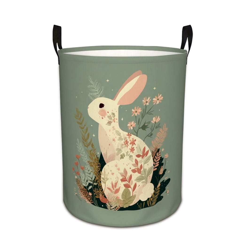 Floral Antlered Bunny in Garden Print Extra Large Foldable Laundry ...