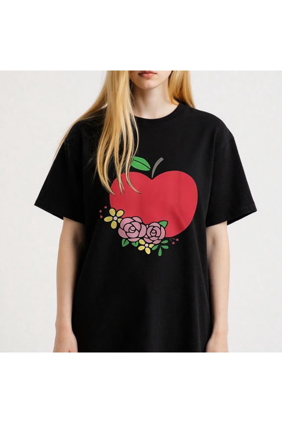 Floral Apple Graphic for Everyone Cute Casual Tee print T Shirt