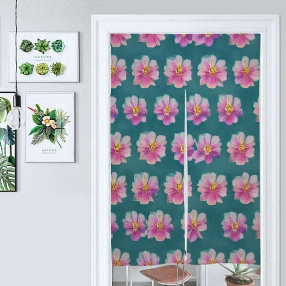 Floral Aqua Pattern Door Curtain Nordic Living Room DoorCurtain Porch Partition Curtain Kitchen Rative Half Curtain