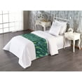 thumbnail image 1 of Floral Aquarelle Bed Runner, Bohemian Vibes Jungle Flowers Watercolor Style Art Pattern, Decorative Accent Bedding Scarf for Hotels Homes & Guest Rooms, Twin, Fern Green and Dark Teal, by Ambesonne, 1 of 3
