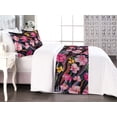 thumbnail image 1 of Floral Aquarelle Bed Runner Set, Modern Botany Feel Floral Boho with Watercolor Style on Wavy Back, Decorative Bedding Scarf & 2 Pillow Shams for Hotels Homes, King, Mustard Pastel Pink, by Ambesonne, 1 of 3