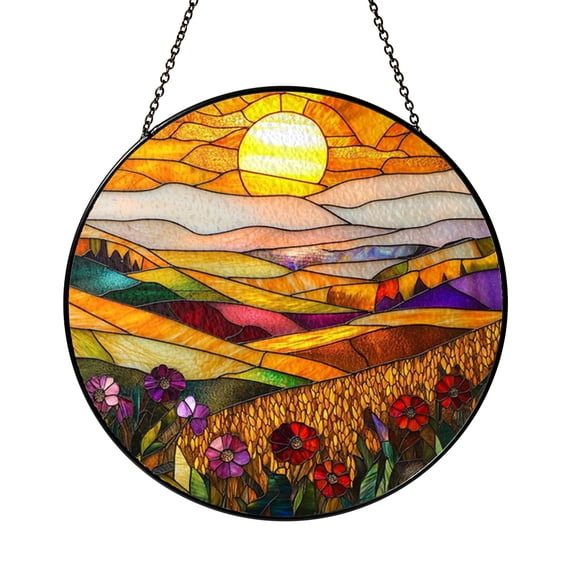 Floral Arch Stained Glass Window Panel – Decorative Window Accent