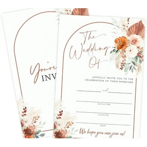 Floral Arch Watercolor Wedding Invitations - 25 Double-Sided Invites With Envelopes