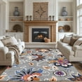 thumbnail image 1 of Floral Area Rug 6x9 Living Room Rug Non Slip Washable Bedroom Rug Soft Low Pile Flowers Floor Carpet for Living Dining Room,Blue, 1 of 6