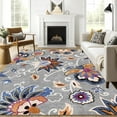 thumbnail image 1 of Floral Area Rug 8x10 Living Room Rug Non Slip Washable Bedroom Rug Soft Low Pile Flowers Floor Carpet for Dining Room,Blue, 1 of 6
