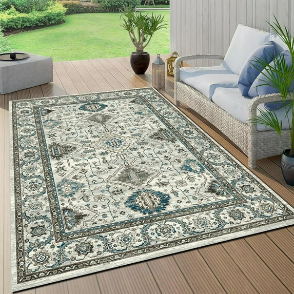 Floral Area Rug,Green Background Color With Abstract Flower Pattern Carpet,Pale Pink Blossom Petal Decorative Accent Rug,Green Botanical Printed Rug For Bedroom Country Cabin Bathroom-5x8ft