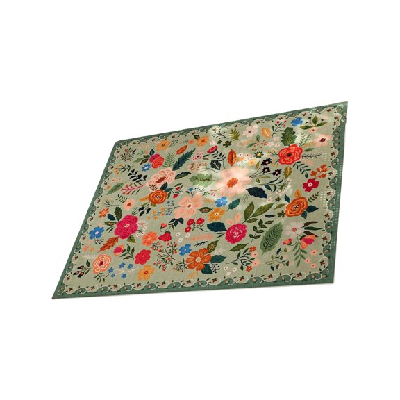 Floral Area Rug Washable NonSlip Floor Carpet for Living Room Low Pile Design Luxurious Feel Rugs Easy To Clean