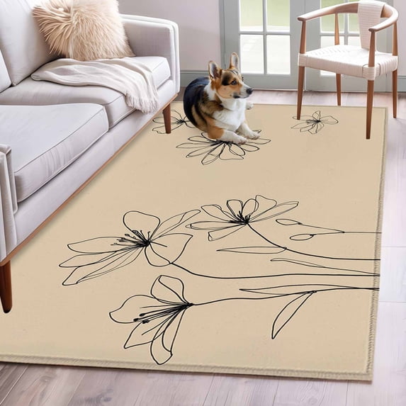 Floral Area Rugs 2.7'x5', Washable Small Throw Rugs for Kitchen Bedroom, Spring Flower Indoor Outdoor Rug Non-Slip Low Pile Carpet Runner Reversible Floor Mats