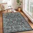 thumbnail image 1 of Floral Area Rugs 5x7, Dark Blue Washable Rug for Living Room, Bedroom, Low Pile Non Slip Stain Resistance Indoor Boho Carpet Mat for Farmhouse, Dining Room, Office, 1 of 6