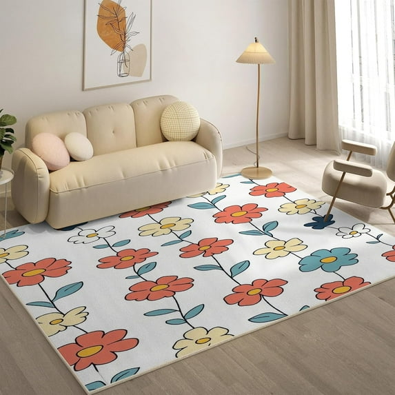 Floral Area Rugs Beautiful Carpet Floral - Washable Rug, Non Slip Rugs For Living Room, Bedside, Kids Room, Office, Dining Room Decor 2x3ft