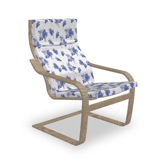 Floral Armchair Pad and Slipcover, Bundles of Forget-Me-Nots Meadow Cranesbills and Early Purple Orchids, 1 Piece Soft Cushion Replacement with Removable Cover, Blue Grey and Violet, by Ambesonne
