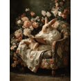 thumbnail image 1 of Floral Armchair Reading Rabbit Canvas Wall Art, Cottagecore Farmhouse Nursery Decor, 1 of 8