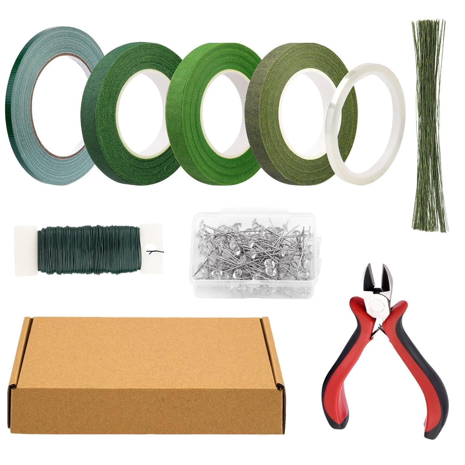 Floral Arrangement Kit, Flower Wrapping Supplies with Thread Cutters Tape Paddle Stem Thread, Bouquet Craft Tools for Florists Wedding