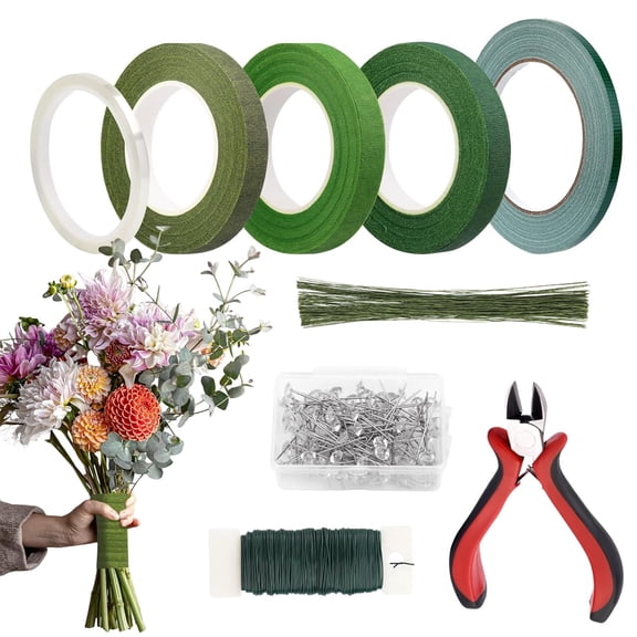 Floral Arrangement Kit – Thread Cutters, Tape, Paddle and Stem Thread, Diamond Pins | Bouquet Wrapping and Stem Craft Supplies for Florists Wedding Bouquets(RL 1 Set)