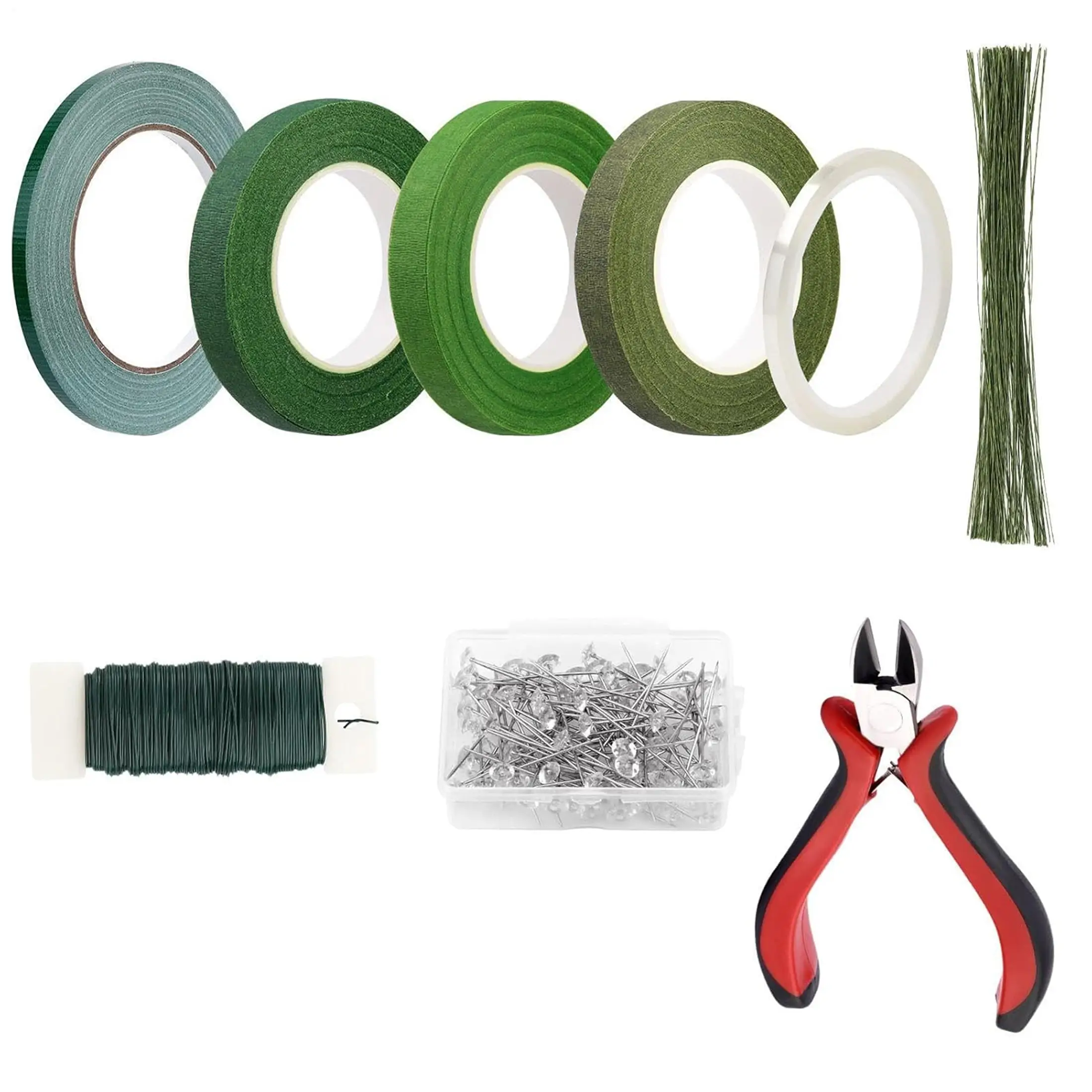 Floral Arrangement Kit with Thread Cutters Tape Paddle Stem Wire and Diamond Pins, Bouquet Wrapping Supplies for Florists Wedding