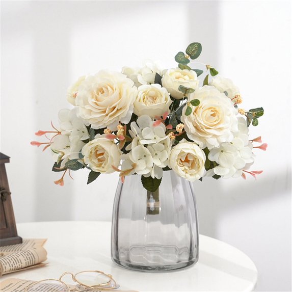 Floral Arrangement for Weddings Silk Peony and Rose Bouquet Set for Home and Events