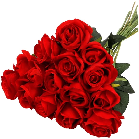 Floral Arrangement for Weddings and Home Realistic Flower Bouquet Kit with 15 for Indoor Outdooruse and Hanging 15PCS, 51X7 cm, Red