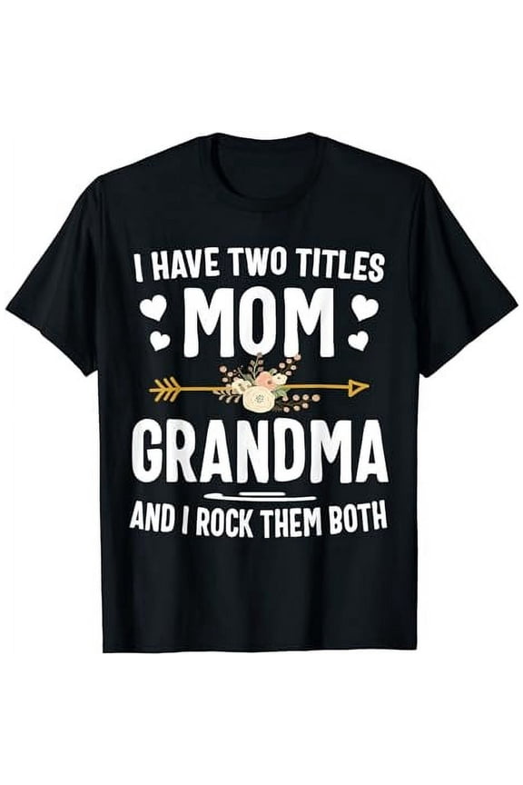 Floral Arrow Mom Grandma Two Titles Women Short Sleeve Graphic T-Shirt Gift