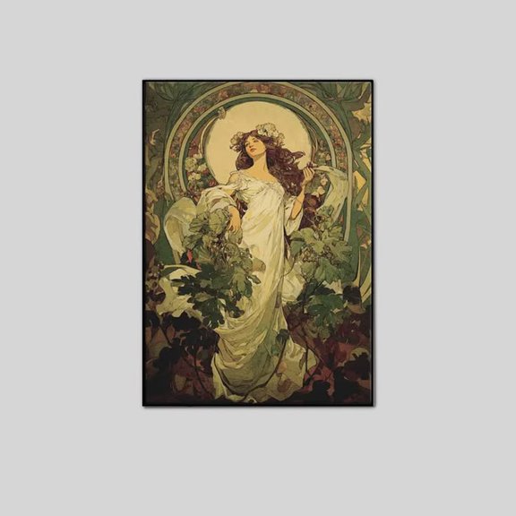 Floral Art, Alphonse Mucha Inspired Vintage Poster Full Size 24''x36'' Goldengate
