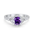 thumbnail image 1 of Floral Art Deco Engagement Ring Amethyst CZ 925 Sterling Silver Size 8, 1 of 5